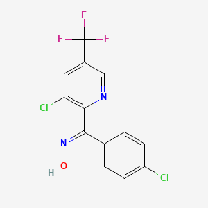 molecular formula C13H7Cl2F3N2O B2839038 (4-Chlorophenyl)[3-chloro-5-(trifluoromethyl)-2-pyridinyl]methanone oxime CAS No. 338960-05-7