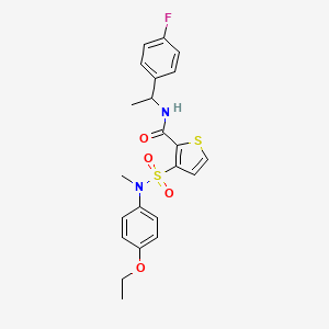 molecular formula C22H23FN2O4S2 B2839050 3-[(4-ethoxyphenyl)(methyl)sulfamoyl]-N-[1-(4-fluorophenyl)ethyl]thiophene-2-carboxamide CAS No. 1251543-32-4