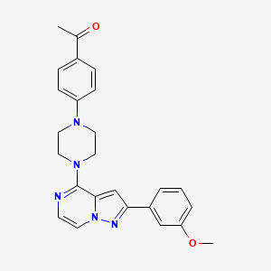 molecular formula C25H25N5O2 B2839061 1-(4-{4-[2-(3-Methoxyphenyl)pyrazolo[1,5-a]pyrazin-4-yl]piperazin-1-yl}phenyl)ethanone CAS No. 1326875-30-2