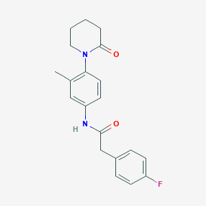 molecular formula C20H21FN2O2 B2839066 2-(4-fluorophenyl)-N-(3-methyl-4-(2-oxopiperidin-1-yl)phenyl)acetamide CAS No. 941872-60-2
