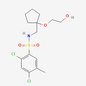 molecular formula C15H21Cl2NO4S B2839079 2,4-dichloro-N-((1-(2-hydroxyethoxy)cyclopentyl)methyl)-5-methylbenzenesulfonamide CAS No. 2320686-16-4