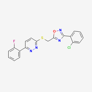 molecular formula C19H12ClFN4OS B2839086 3-(2-Chlorophenyl)-5-(((6-(2-fluorophenyl)pyridazin-3-yl)thio)methyl)-1,2,4-oxadiazole CAS No. 1111290-79-9