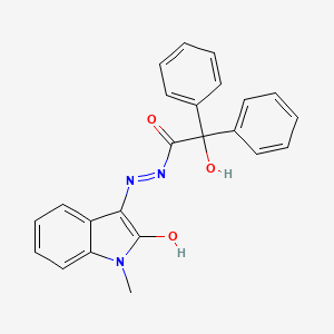 molecular formula C23H19N3O3 B2839089 2-hydroxy-1-[(E)-(2-hydroxy-1-methyl-1H-indol-3-yl)diazenyl]-2,2-diphenylethanone CAS No. 86966-85-0