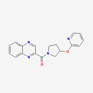 molecular formula C18H16N4O2 B2839094 (3-(Pyridin-2-yloxy)pyrrolidin-1-yl)(quinoxalin-2-yl)methanone CAS No. 1904097-45-5