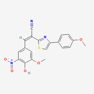 molecular formula C20H15N3O5S B2839104 (Z)-3-(4-hydroxy-3-methoxy-5-nitrophenyl)-2-(4-(4-methoxyphenyl)thiazol-2-yl)acrylonitrile CAS No. 683255-07-4