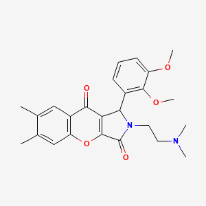 molecular formula C25H28N2O5 B2839107 1-(2,3-Dimethoxyphenyl)-2-(2-(dimethylamino)ethyl)-6,7-dimethyl-1,2-dihydrochromeno[2,3-c]pyrrole-3,9-dione CAS No. 886162-05-6