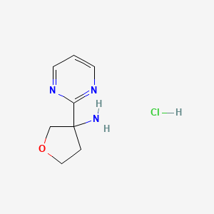 molecular formula C8H12ClN3O B2839114 3-(Pyrimidin-2-yl)oxolan-3-amine hydrochloride CAS No. 2219419-45-9