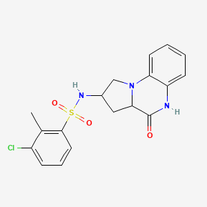 molecular formula C18H18ClN3O3S B2839122 3-氯-2-甲基-N-(4-氧代-1,2,3,3a,4,5-六氢吡咯[1,2-a]喹喔啉-2-基)苯磺酰胺 CAS No. 2034204-60-7