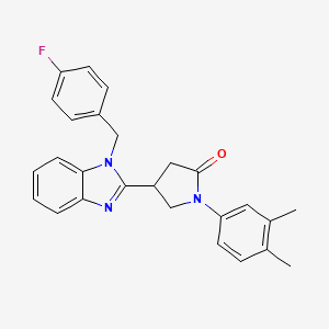 molecular formula C26H24FN3O B2839123 1-(3,4-二甲基苯基)-4-(1-(4-氟苄基)-1H-苯并[d]咪唑-2-基)哌啶-2-酮 CAS No. 847394-90-5