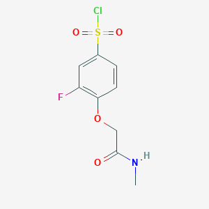 molecular formula C9H9ClFNO4S B2839125 3-氟-4-(甲基氨基甲氧基)苯磺酰氯 CAS No. 1557249-94-1