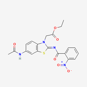 Ethyl 2-[6-acetamido-2-(2-nitrobenzoyl)imino-1,3-benzothiazol-3-yl]acetate