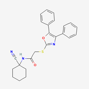 molecular formula C24H23N3O2S B2839132 N-(1-cyanocyclohexyl)-2-[(4,5-diphenyl-1,3-oxazol-2-yl)sulfanyl]acetamide CAS No. 871098-15-6