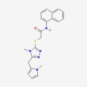 molecular formula C21H21N5OS B2839134 2-[[4-methyl-5-[(1-methylpyrrol-2-yl)methyl]-1,2,4-triazol-3-yl]sulfanyl]-N-naphthalen-1-ylacetamide CAS No. 868229-11-2