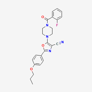 molecular formula C24H23FN4O3 B2839137 5-(4-(2-Fluorobenzoyl)piperazin-1-yl)-2-(4-propoxyphenyl)oxazole-4-carbonitrile CAS No. 946200-44-8