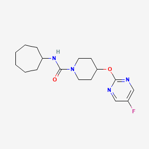 molecular formula C17H25FN4O2 B2839144 N-Cycloheptyl-4-(5-fluoropyrimidin-2-yl)oxypiperidine-1-carboxamide CAS No. 2380144-72-7