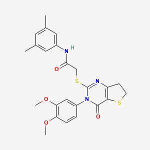 molecular formula C24H25N3O4S2 B2839148 2-((3-(3,4-dimethoxyphenyl)-4-oxo-3,4,6,7-tetrahydrothieno[3,2-d]pyrimidin-2-yl)thio)-N-(3,5-dimethylphenyl)acetamide CAS No. 877655-76-0