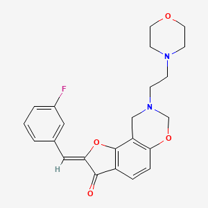 molecular formula C23H23FN2O4 B2839151 (Z)-2-(3-fluorobenzylidene)-8-(2-morpholinoethyl)-8,9-dihydro-2H-benzofuro[7,6-e][1,3]oxazin-3(7H)-one CAS No. 951941-15-4