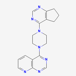molecular formula C18H19N7 B2839152 1-{5H,6H,7H-cyclopenta[d]pyrimidin-4-yl}-4-{pyrido[2,3-d]pyrimidin-4-yl}piperazine CAS No. 2415599-09-4
