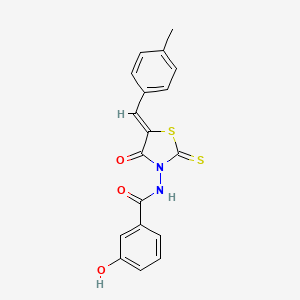 (Z)-3-hydroxy-N-(5-(4-methylbenzylidene)-4-oxo-2-thioxothiazolidin-3-yl)benzamide