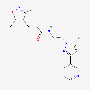 molecular formula C19H23N5O2 B2839161 3-(3,5-dimethylisoxazol-4-yl)-N-(2-(5-methyl-3-(pyridin-3-yl)-1H-pyrazol-1-yl)ethyl)propanamide CAS No. 2034604-32-3