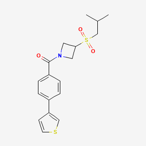 molecular formula C18H21NO3S2 B2839164 (3-(Isobutylsulfonyl)azetidin-1-yl)(4-(thiophen-3-yl)phenyl)methanone CAS No. 1797276-71-1