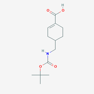 molecular formula C13H21NO4 B2839165 4-[[(2-Methylpropan-2-yl)oxycarbonylamino]methyl]cyclohexene-1-carboxylic acid CAS No. 2168093-13-6