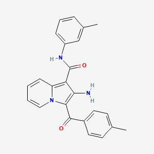molecular formula C24H21N3O2 B2839180 2-氨基-3-(4-甲基苯甲酰)-N-(3-甲基苯基)吲哚并[1,2,3]嘧啶-1-羧酰胺 CAS No. 898433-65-3