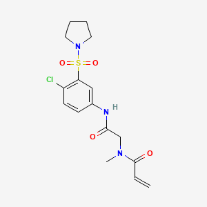 molecular formula C16H20ClN3O4S B2839182 N-[2-(4-Chloro-3-pyrrolidin-1-ylsulfonylanilino)-2-oxoethyl]-N-methylprop-2-enamide CAS No. 2197665-50-0
