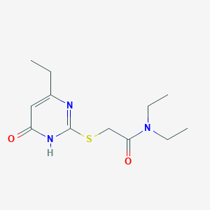 molecular formula C12H19N3O2S B2839189 N,N-二乙基-2-((4-乙基-6-氧代-1,6-二氢嘧啶-2-基)硫)乙酰胺 CAS No. 922801-00-1