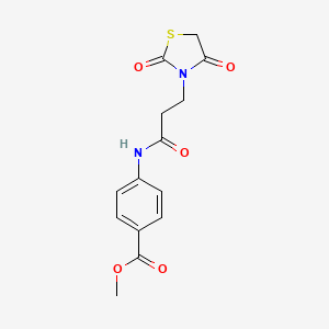molecular formula C14H14N2O5S B2839190 Methyl 4-[3-(2,4-dioxo-1,3-thiazolidin-3-yl)propanoylamino]benzoate CAS No. 620099-99-2