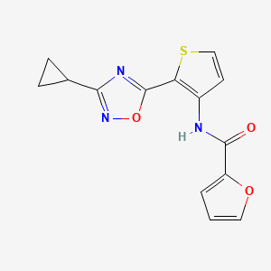 molecular formula C14H11N3O3S B2839191 N-(2-(3-环丙基-1,2,4-噁二唑-5-基)噻吩-3-基)呋喃-2-羧酰胺 CAS No. 1787915-39-2
