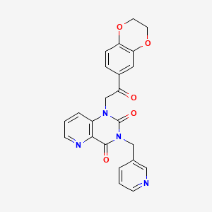 molecular formula C23H18N4O5 B2839193 1-(2-(2,3-dihydrobenzo[b][1,4]dioxin-6-yl)-2-oxoethyl)-3-(pyridin-3-ylmethyl)pyrido[3,2-d]pyrimidine-2,4(1H,3H)-dione CAS No. 941989-73-7