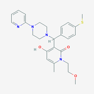 molecular formula C26H32N4O3S B2839213 4-hydroxy-1-(2-methoxyethyl)-6-methyl-3-((4-(methylthio)phenyl)(4-(pyridin-2-yl)piperazin-1-yl)methyl)pyridin-2(1H)-one CAS No. 897735-46-5