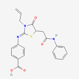 (E)-4-((3-allyl-4-oxo-5-(2-oxo-2-(phenylamino)ethyl)thiazolidin-2-ylidene)amino)benzoic acid