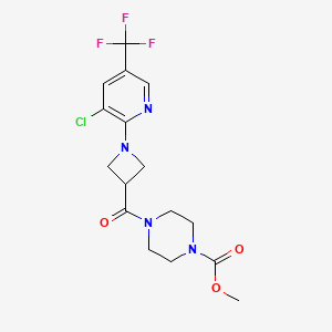 molecular formula C16H18ClF3N4O3 B2839220 Methyl 4-({1-[3-chloro-5-(trifluoromethyl)pyridin-2-yl]azetidin-3-yl}carbonyl)piperazine-1-carboxylate CAS No. 2061268-91-3