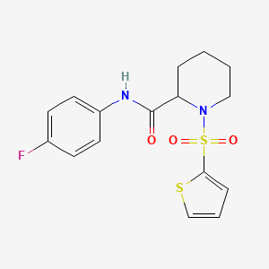 molecular formula C16H17FN2O3S2 B2839221 N-(4-氟苯基)-1-(噻吩-2-基磺酰)哌啶-2-羧酰胺 CAS No. 1098687-79-6