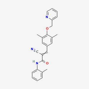 molecular formula C25H23N3O2 B2839239 2-cyano-3-{3,5-dimethyl-4-[(pyridin-2-yl)methoxy]phenyl}-N-(2-methylphenyl)prop-2-enamide CAS No. 1390886-92-6