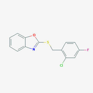 molecular formula C14H9ClFNOS B283924 1,3-Benzoxazol-2-yl 2-chloro-4-fluorobenzyl sulfide 