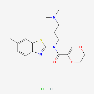 N-(3-(dimethylamino)propyl)-N-(6-methylbenzo[d]thiazol-2-yl)-5,6-dihydro-1,4-dioxine-2-carboxamide hydrochloride