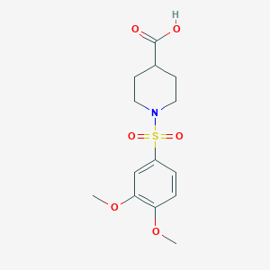 molecular formula C14H19NO6S B2839245 1-[(3,4-Dimethoxyphenyl)sulfonyl]piperidine-4-carboxylic acid CAS No. 593261-75-7