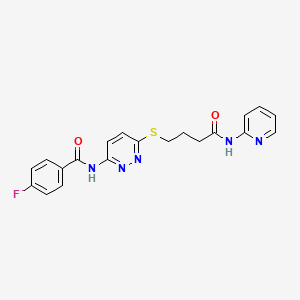 molecular formula C20H18FN5O2S B2839246 4-氟-N-(6-((4-氧代-4-(吡啶-2-基)氨基丁基)硫代吡啶-3-基)苯甲酰胺 CAS No. 1105248-84-7