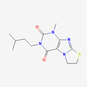 molecular formula C13H18N4O2S B2839253 1-Methyl-3-(3-methyl-butyl)-6,7-dihydro-1H-thiazolo[2,3-f]purine-2,4-dione CAS No. 327170-50-3