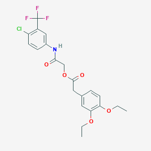 molecular formula C21H21ClF3NO5 B283927 2-[4-Chloro-3-(trifluoromethyl)anilino]-2-oxoethyl (3,4-diethoxyphenyl)acetate 