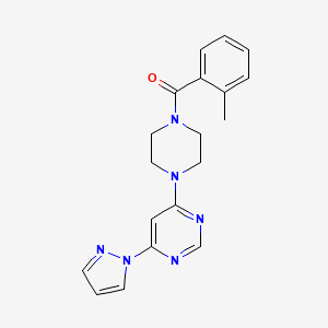 molecular formula C19H20N6O B2839282 (4-(6-(1H-pyrazol-1-yl)pyrimidin-4-yl)piperazin-1-yl)(o-tolyl)methanone CAS No. 1171353-05-1