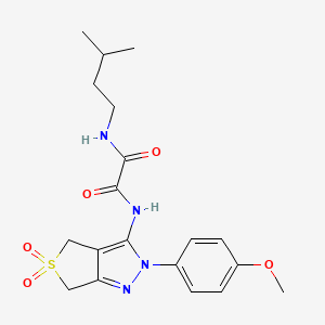 molecular formula C19H24N4O5S B2839293 N1-异戊基-N2-(2-(4-甲氧基苯基)-5,5-二氧代-4,6-二氢-2H-噻吩[3,4-c]吡唑-3-基)草酰胺 CAS No. 899989-24-3