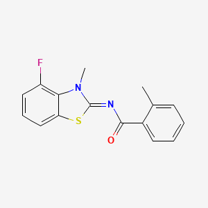 molecular formula C16H13FN2OS B2839298 N-(4-氟-3-甲基-1,3-苯并噻唑-2-基亚甲基)-2-甲基苯甲酰胺 CAS No. 868375-53-5