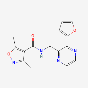 molecular formula C15H14N4O3 B2839302 N-((3-(呋喃-2-基)吡嗪-2-基)甲基)-3,5-二甲基异噁唑-4-甲酰胺 CAS No. 2034300-82-6