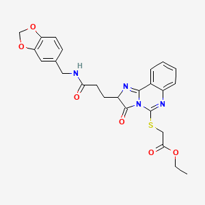 ethyl 2-{[2-(2-{[(2H-1,3-benzodioxol-5-yl)methyl]carbamoyl}ethyl)-3-oxo-2H,3H-imidazo[1,2-c]quinazolin-5-yl]sulfanyl}acetate