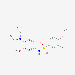molecular formula C23H30N2O5S B2839310 N-(3,3-dimethyl-4-oxo-5-propyl-2,3,4,5-tetrahydrobenzo[b][1,4]oxazepin-8-yl)-4-ethoxy-3-methylbenzenesulfonamide CAS No. 921992-59-8