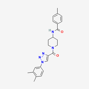 N-(1-(1-(3,4-dimethylphenyl)-1H-1,2,3-triazole-4-carbonyl)piperidin-4-yl)-4-methylbenzamide